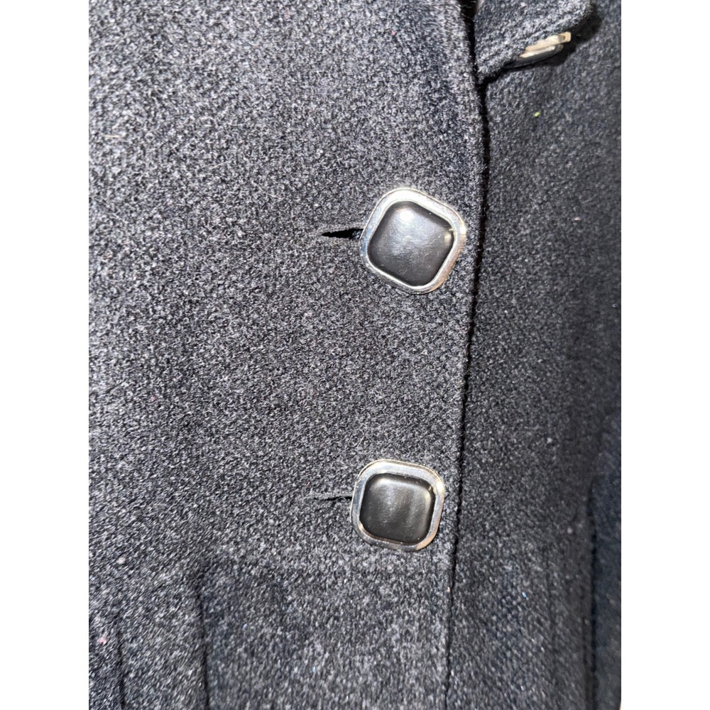 MaxMara Black Button Front Studded Sleeve Flare Coat Women's - Picture 4 of 13
